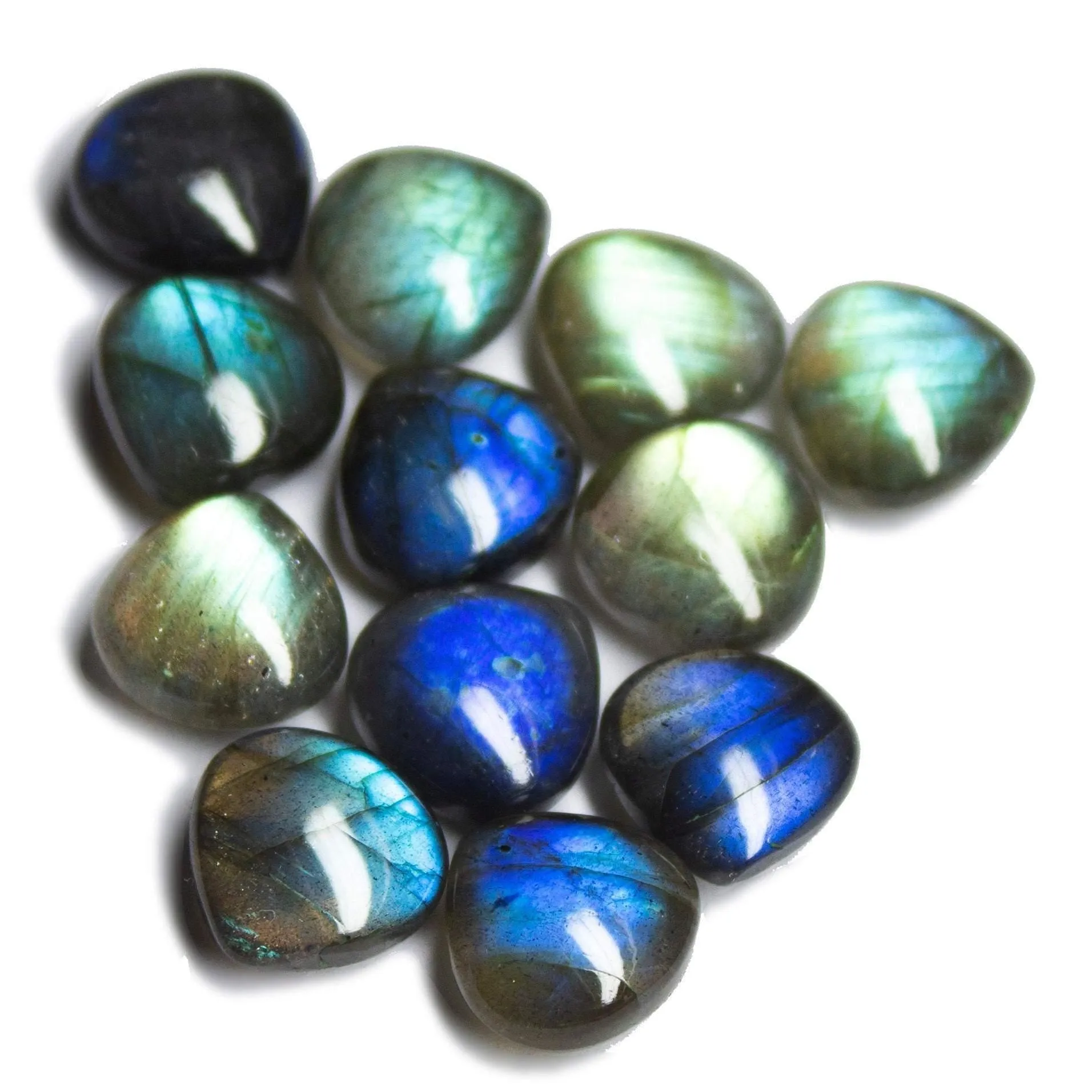 1 matching pair, Natural Blue Labradorite Smooth Heart Beads 10mm