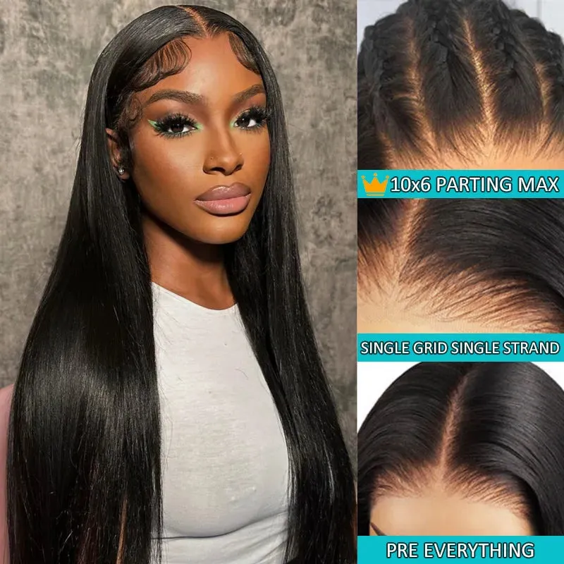 10x6 Parting Max Straight & Water Wave Glueless Pre Cut Wig Fresh Length
