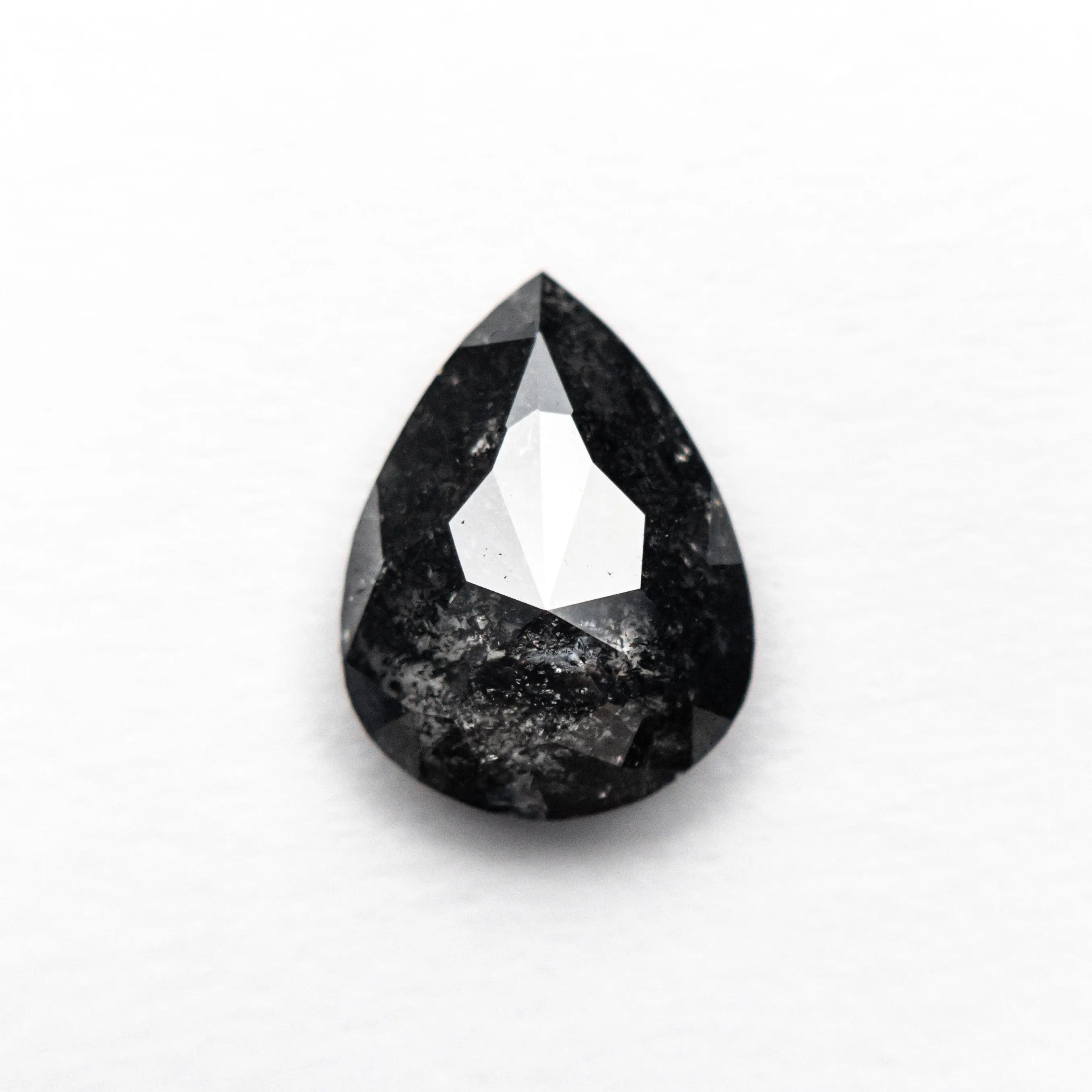 1.40 CARAT BLACK SPECKLED ROSE CUT PEAR DIAMOND
