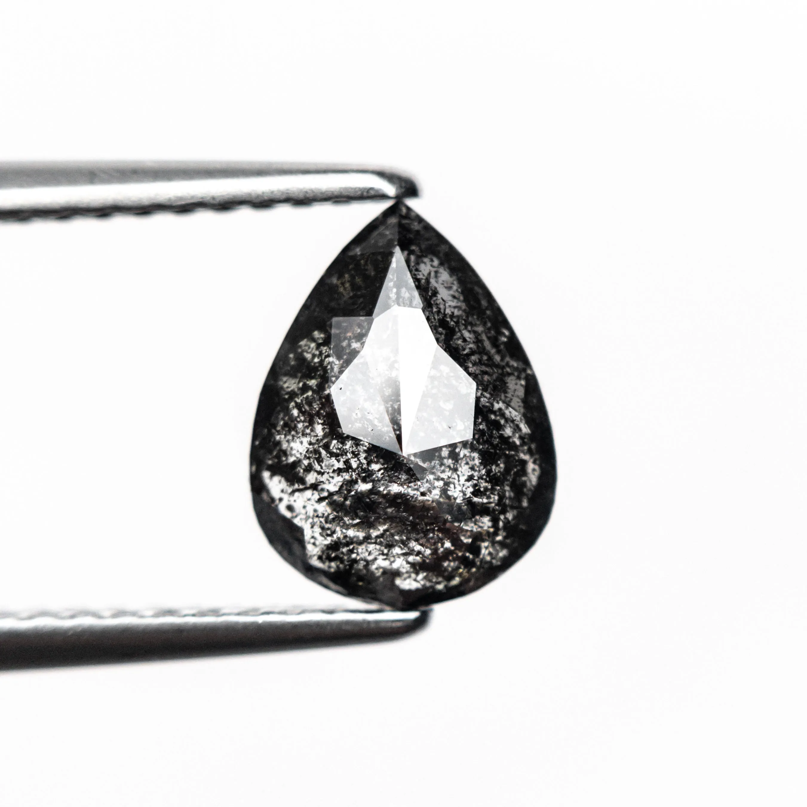 1.40 CARAT BLACK SPECKLED ROSE CUT PEAR DIAMOND