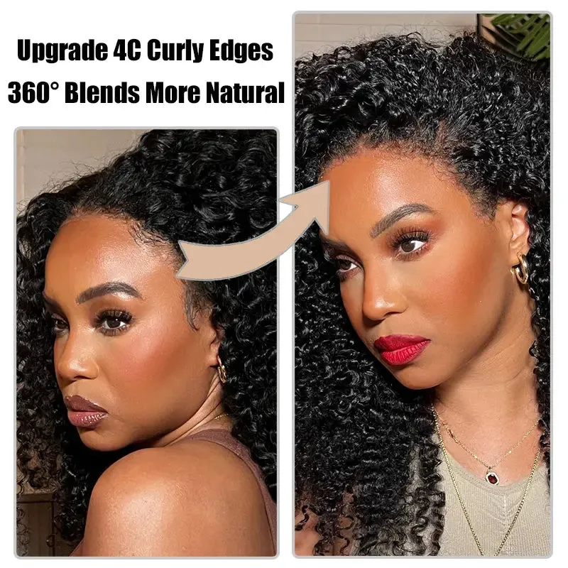 18-inch Kinky Curly 4C Edges Invisi Strap Laid Flat 360 Lace Wig Fresh Length