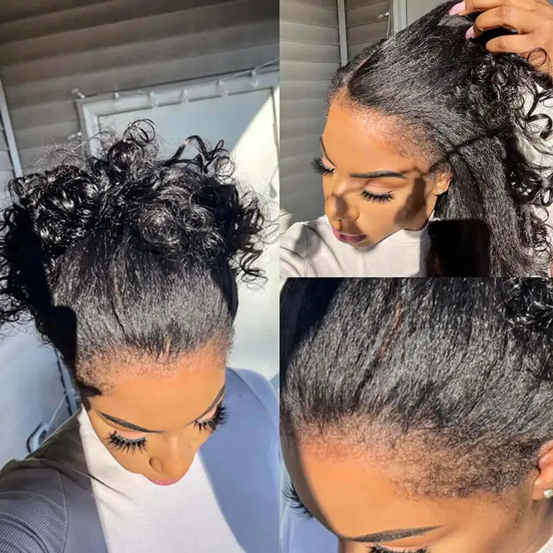 18-inch Kinky Curly 4C Edges Invisi Strap Laid Flat 360 Lace Wig Fresh Length