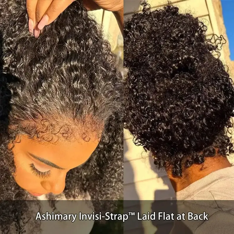 18-inch Kinky Curly 4C Edges Invisi Strap Laid Flat 360 Lace Wig Fresh Length