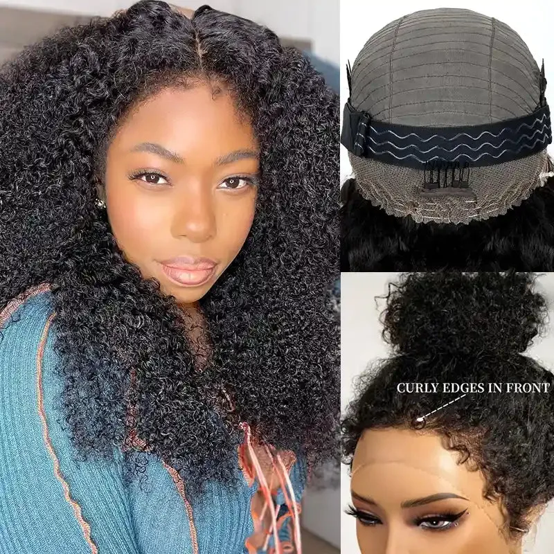 18-inch Kinky Curly 4C Edges Invisi Strap Laid Flat 360 Lace Wig Fresh Length