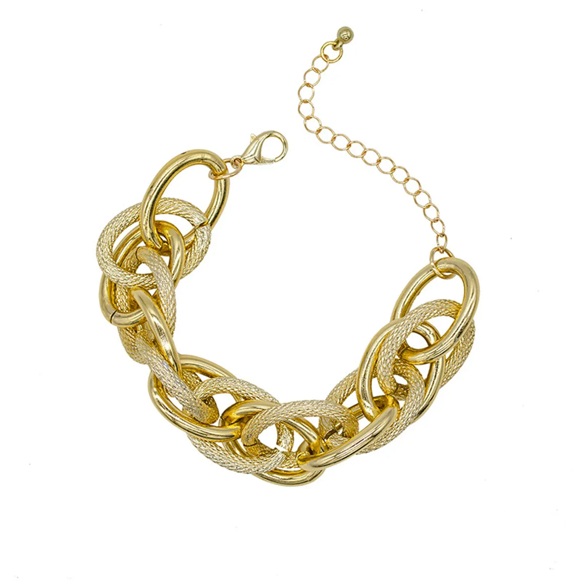 18K Gold-Plated Diamond-Cut Crossing Chain Bracelet