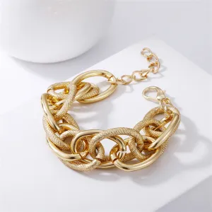 18K Gold-Plated Diamond-Cut Crossing Chain Bracelet
