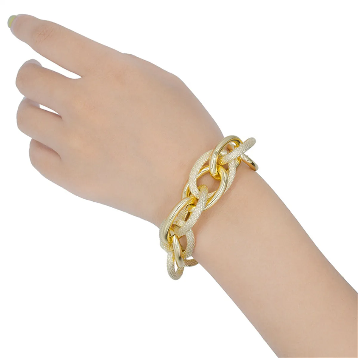18K Gold-Plated Diamond-Cut Crossing Chain Bracelet