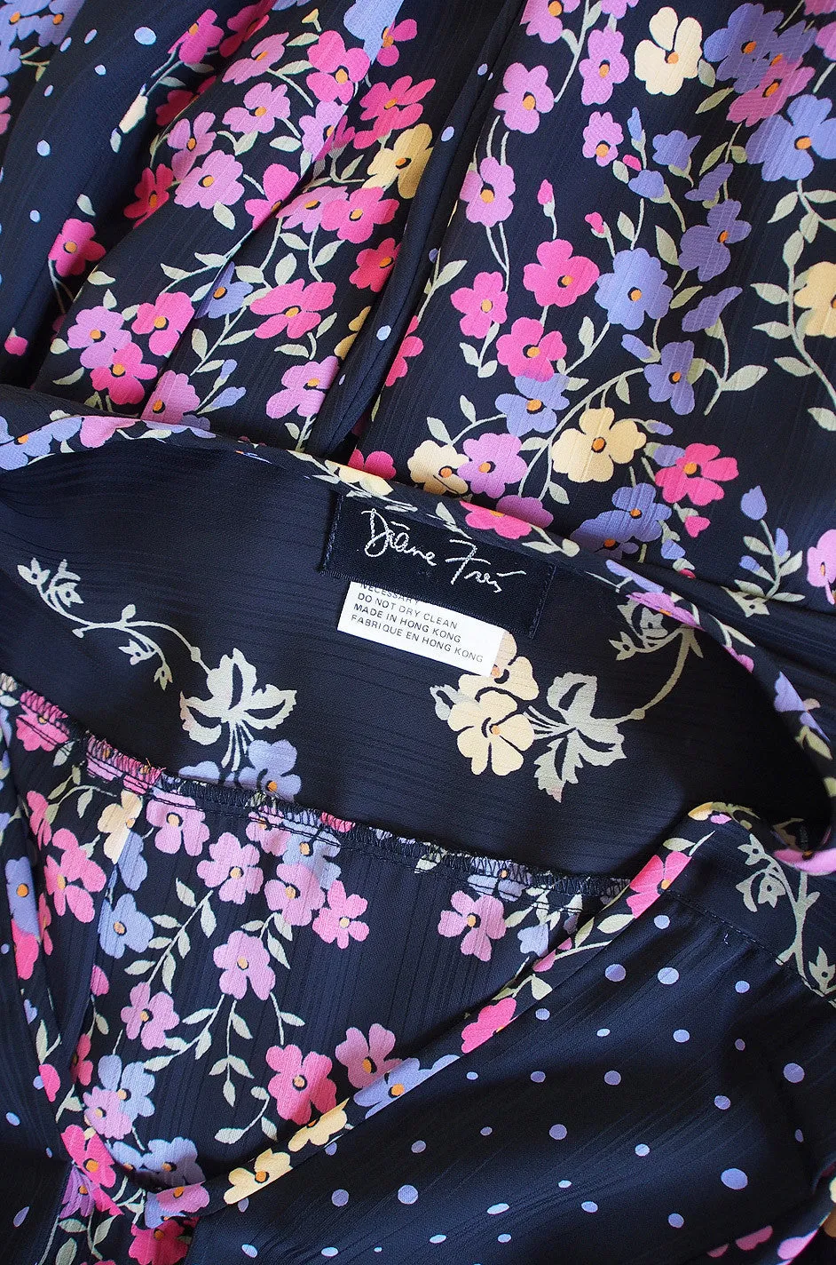 1970s Diane Freis Print Georgette Dress