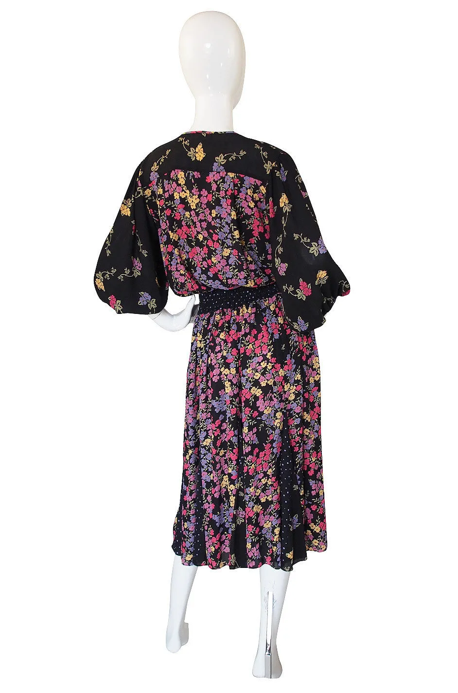 1970s Diane Freis Print Georgette Dress