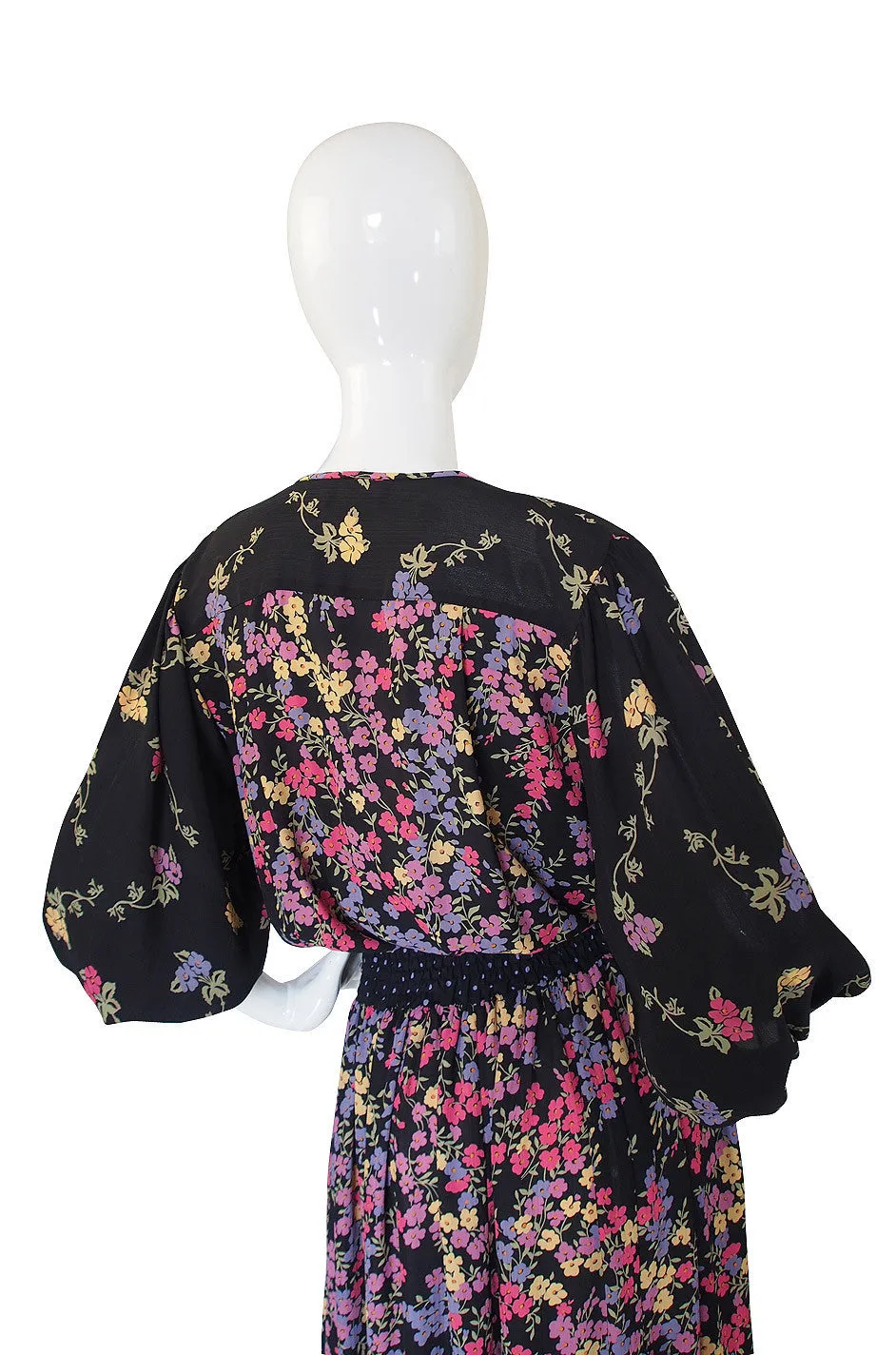 1970s Diane Freis Print Georgette Dress