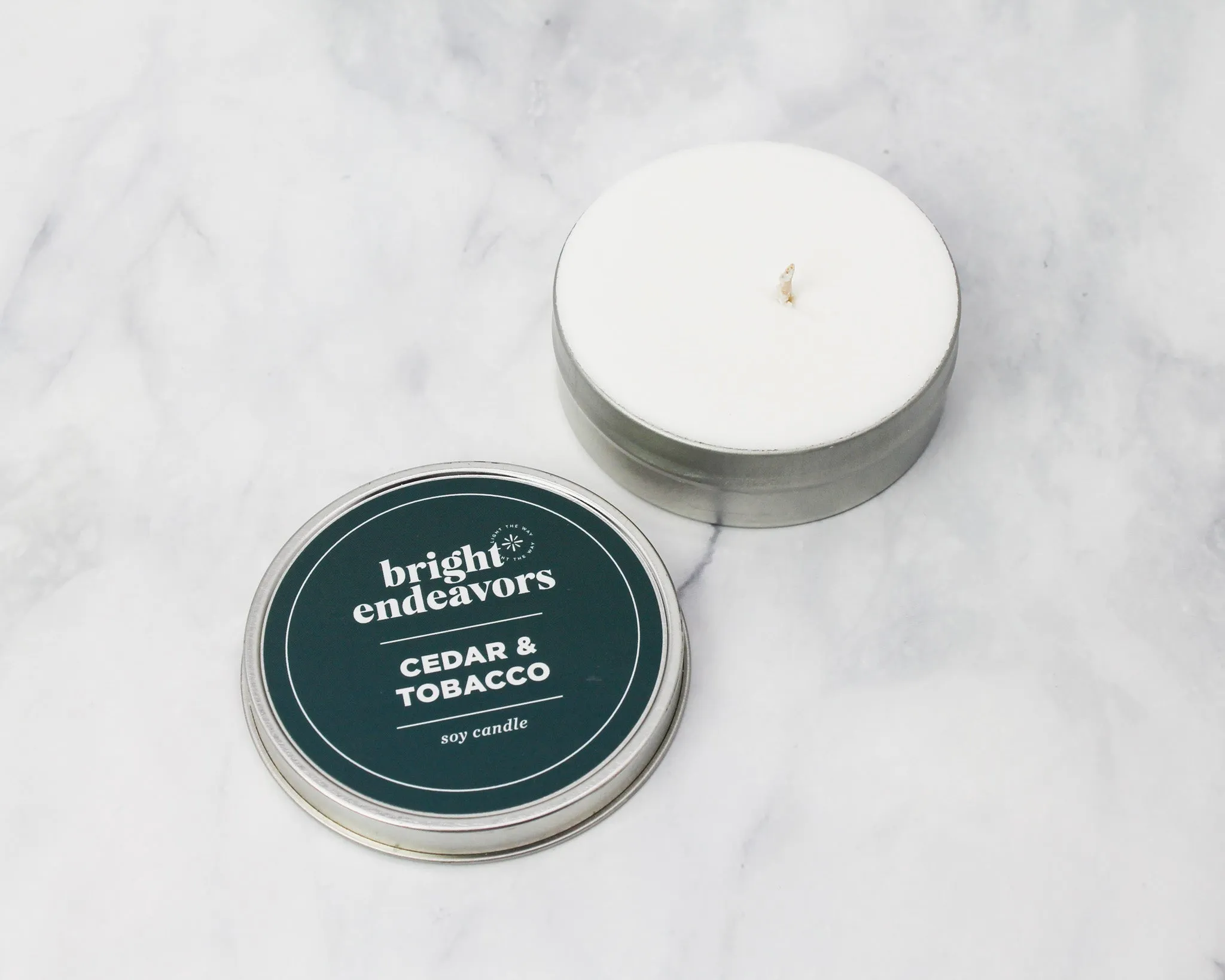 4 oz Tin Candle Cedar & Tobacco
