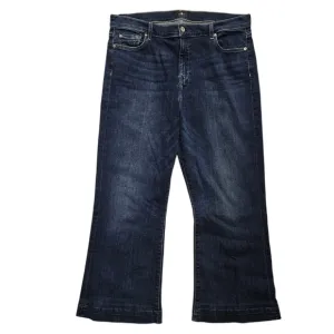 7 for All Mankind Women's Dark Wash Blue Flare Crop Jeans - Size 34 7FAM