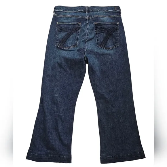 7 for All Mankind Women's Dark Wash Blue Flare Crop Jeans - Size 34 7FAM