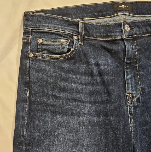 7 for All Mankind Women's Dark Wash Blue Flare Crop Jeans - Size 34 7FAM