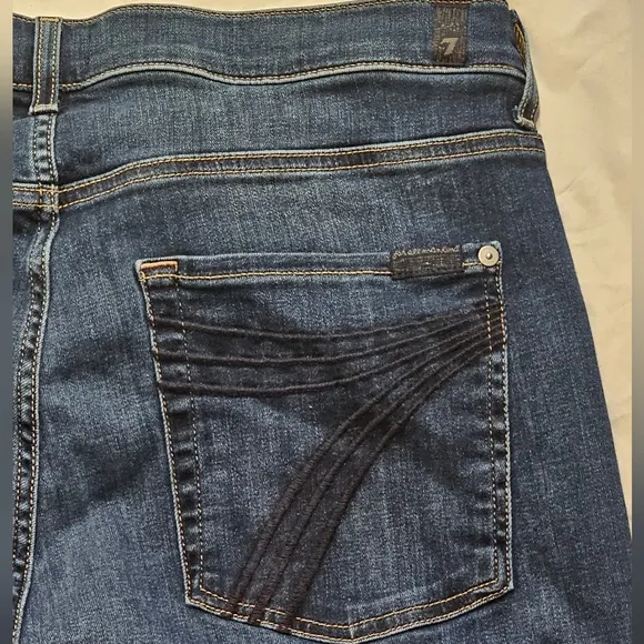 7 for All Mankind Women's Dark Wash Blue Flare Crop Jeans - Size 34 7FAM