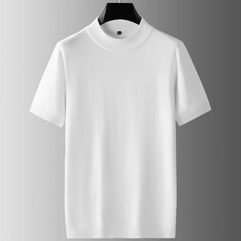 8XL 7XL 6XL 2024 New Fall Winter High End Wool Turtleneck Sweater Men Short Sleeve Mens Pullover Sweaters Soft Warm Pull Homme