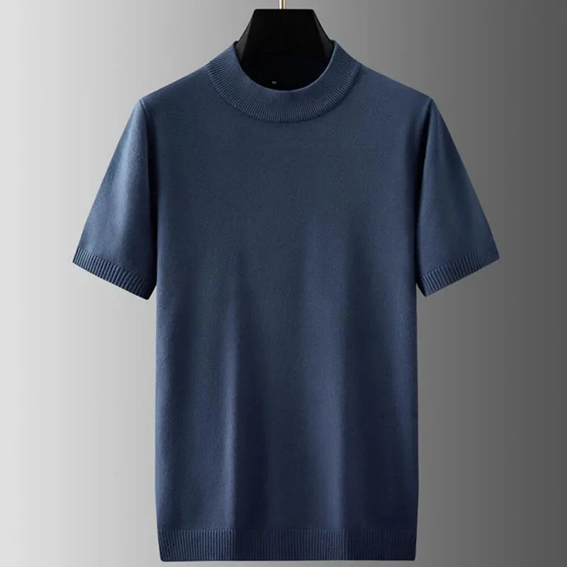 8XL 7XL 6XL 2024 New Fall Winter High End Wool Turtleneck Sweater Men Short Sleeve Mens Pullover Sweaters Soft Warm Pull Homme