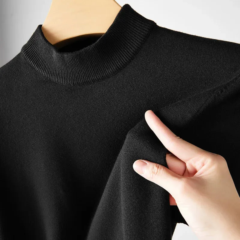 8XL 7XL 6XL 2024 New Fall Winter High End Wool Turtleneck Sweater Men Short Sleeve Mens Pullover Sweaters Soft Warm Pull Homme