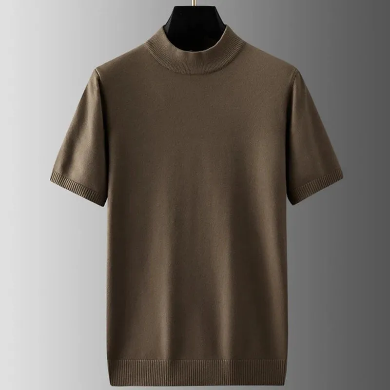 8XL 7XL 6XL 2024 New Fall Winter High End Wool Turtleneck Sweater Men Short Sleeve Mens Pullover Sweaters Soft Warm Pull Homme
