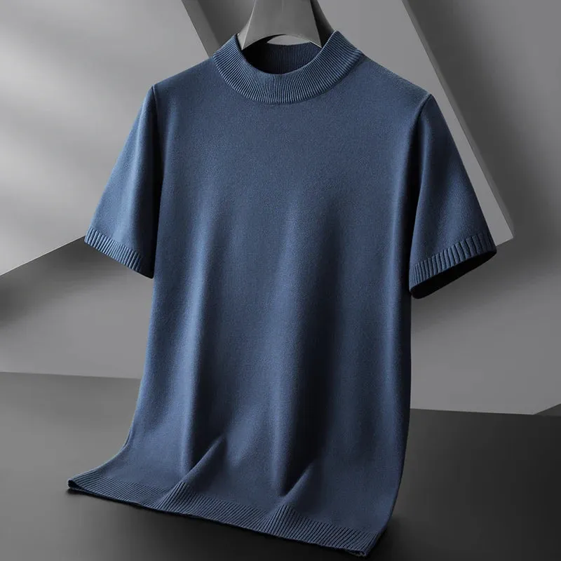 8XL 7XL 6XL 2024 New Fall Winter High End Wool Turtleneck Sweater Men Short Sleeve Mens Pullover Sweaters Soft Warm Pull Homme