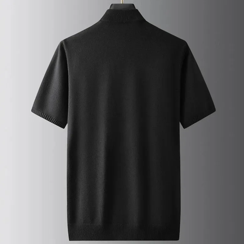 8XL 7XL 6XL 2024 New Fall Winter High End Wool Turtleneck Sweater Men Short Sleeve Mens Pullover Sweaters Soft Warm Pull Homme