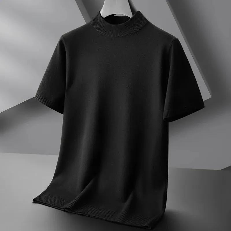 8XL 7XL 6XL 2024 New Fall Winter High End Wool Turtleneck Sweater Men Short Sleeve Mens Pullover Sweaters Soft Warm Pull Homme