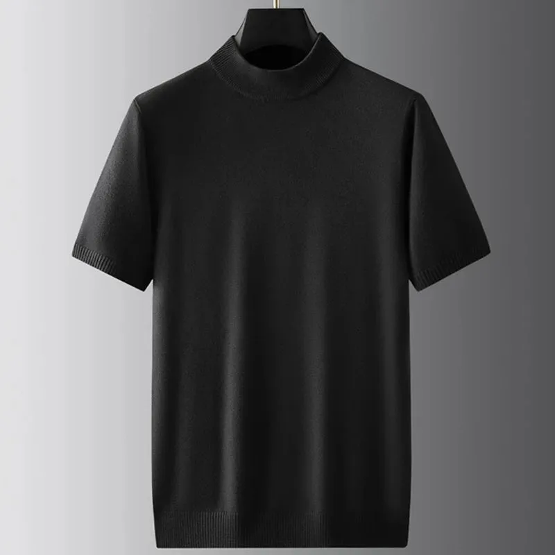 8XL 7XL 6XL 2024 New Fall Winter High End Wool Turtleneck Sweater Men Short Sleeve Mens Pullover Sweaters Soft Warm Pull Homme
