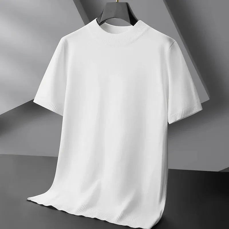 8XL 7XL 6XL 2024 New Fall Winter High End Wool Turtleneck Sweater Men Short Sleeve Mens Pullover Sweaters Soft Warm Pull Homme