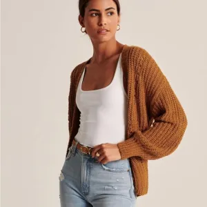 Abercrombie and Fitch Knit Balloon Sleeve Open Cardigan