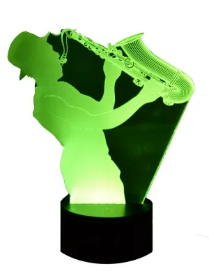 Acrylic Color Changing 3D Lamps - Sax Player