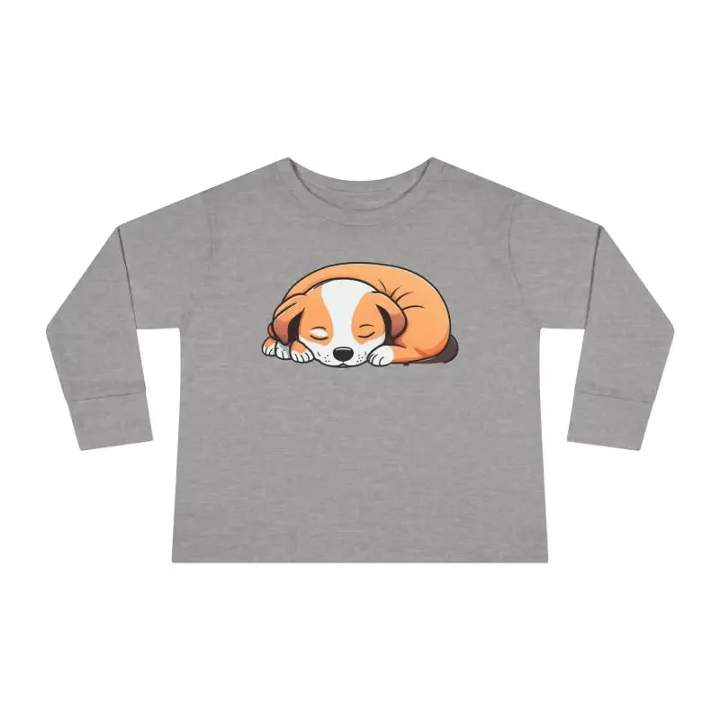 Adorable Cute Dog Sleeping Toddler Long Sleeve Tee