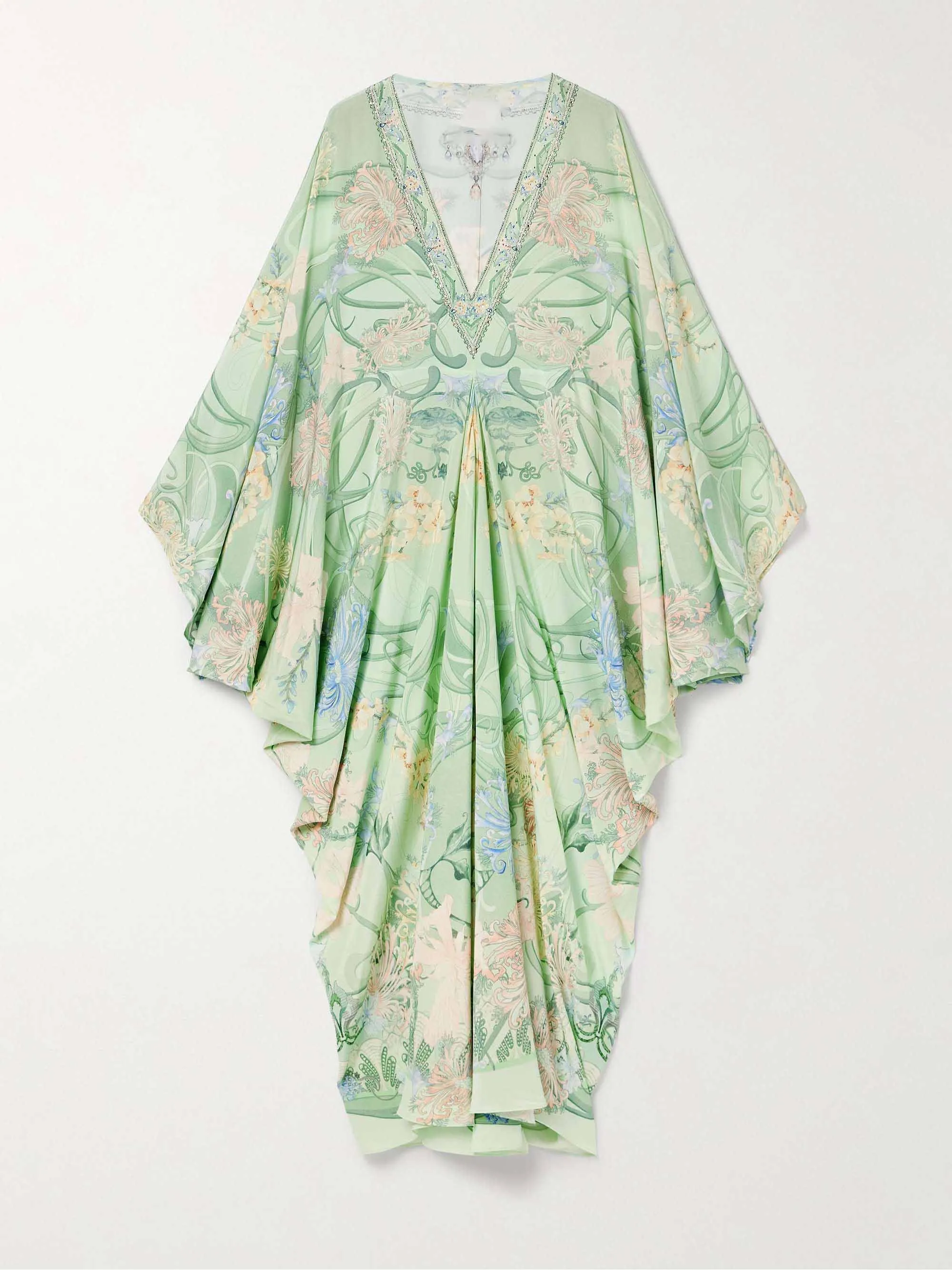 Annie | Unique Floral Print V Neck Oversized Midi Dress