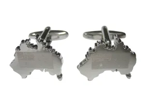 Australia Map Shape with Engraved Flag Cufflinks
