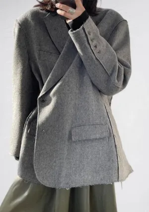 Avant-Garde Loose-Fit Asymmetric Buttoned Winter Blazer