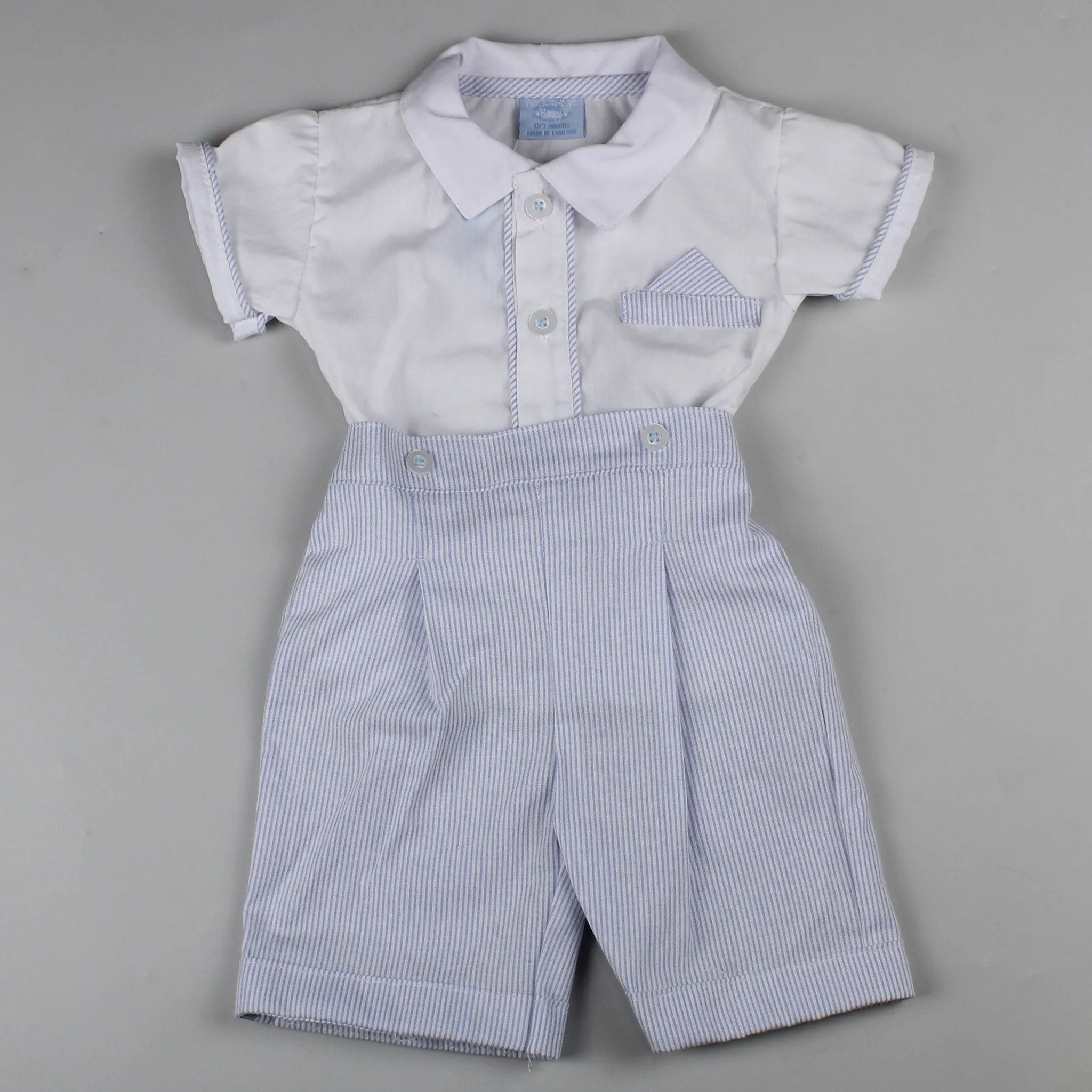 Baby Boy Smart Summer Outfit - High Rise Shorts and Shirt