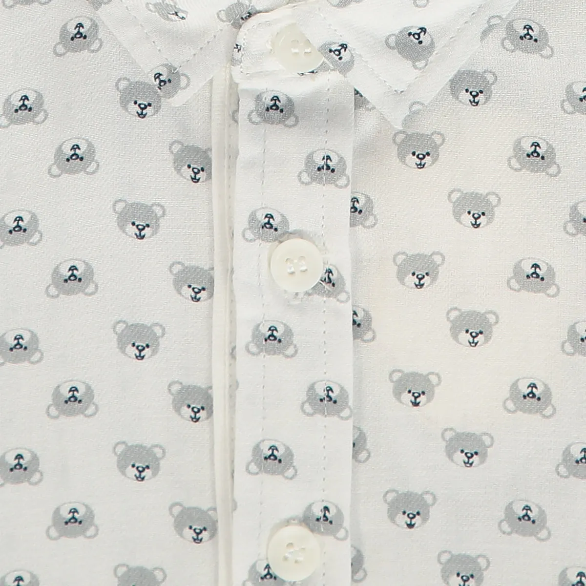 Baby Boy Teddy Printed Cotton Shirt