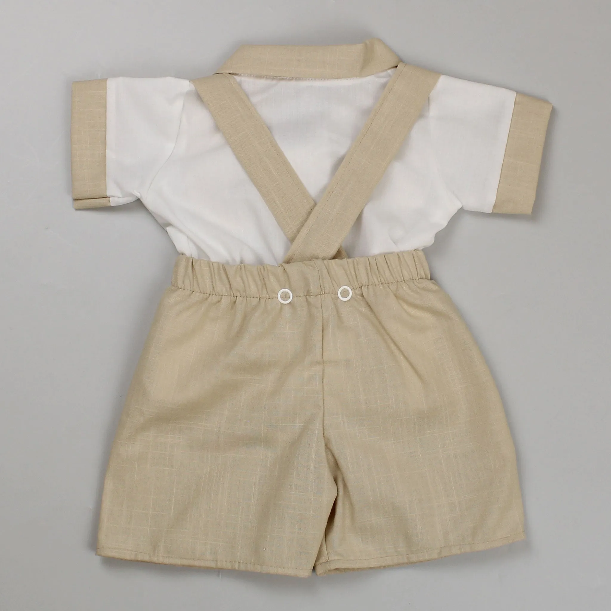 Baby Boys Beige Two Piece Outfit - Shirt and Short with Braces