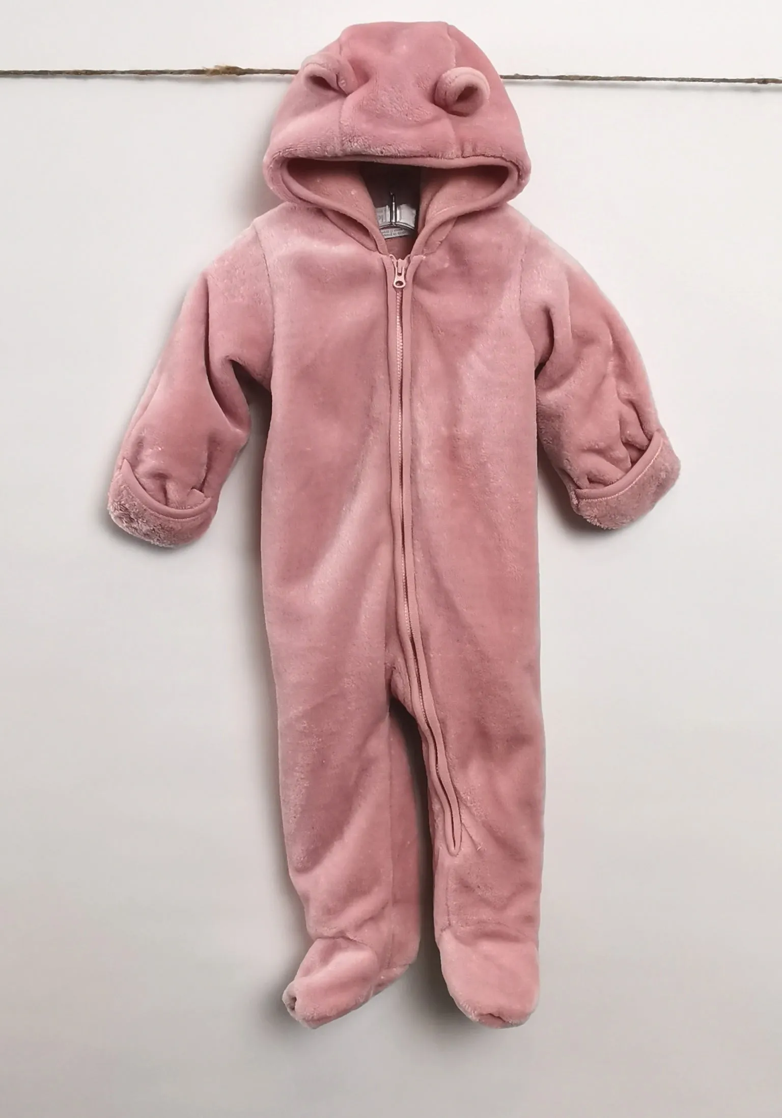 BABY GIRL SIZE 9/12 MONTHS - CHILDREN'S PLACE, Soft Pink Fleece Fall Snowsuit EUC B15
