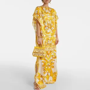Beach Vacation Vintage Print Batwing Dress