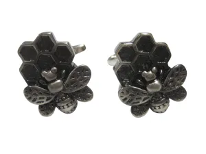 Bee and Bee Hive Honey Comb Cufflinks