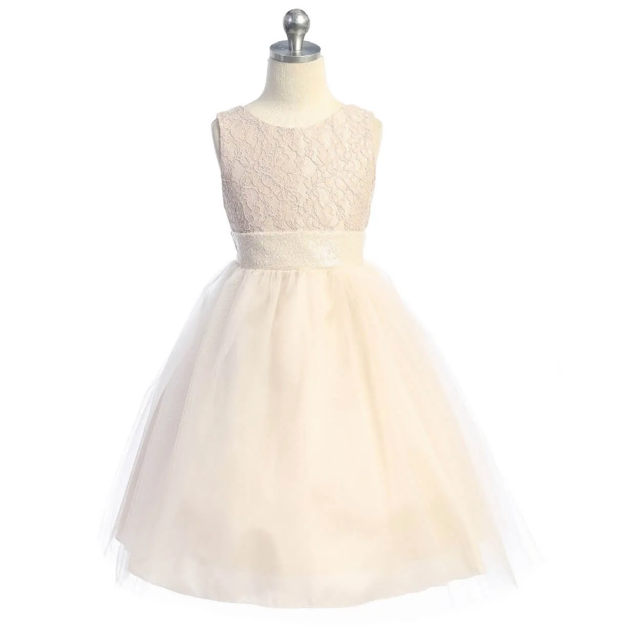 Belle of the Ball Dress -  Blush Pink Lace and Sequins