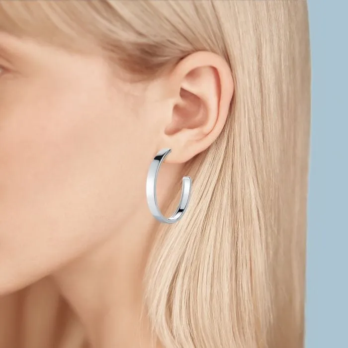 Birks Sterling Bold Square 35mm Hoops