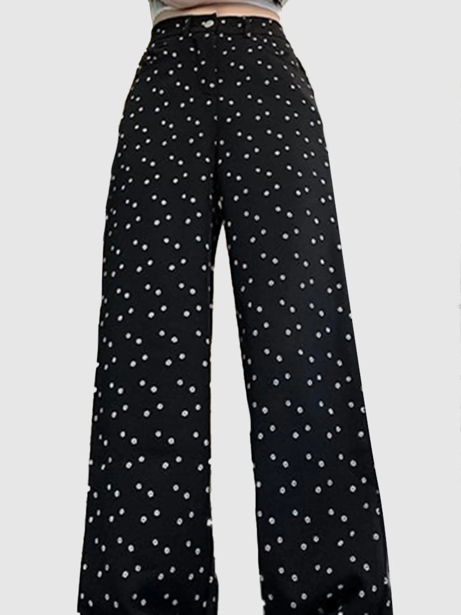 Black Floral Wide Fit Denim
