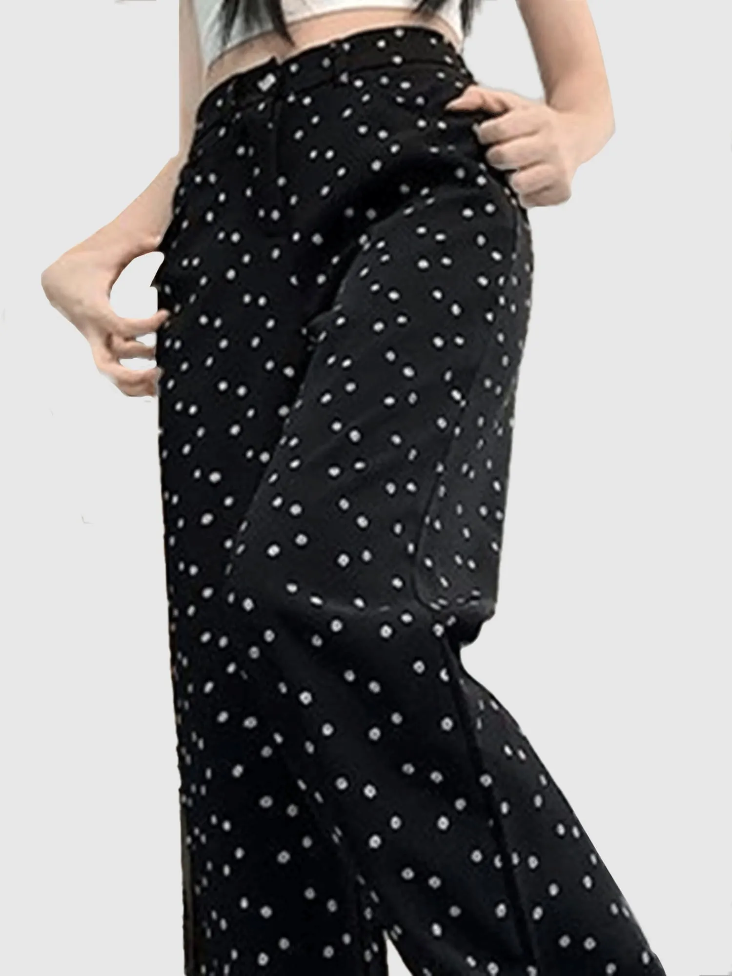 Black Floral Wide Fit Denim