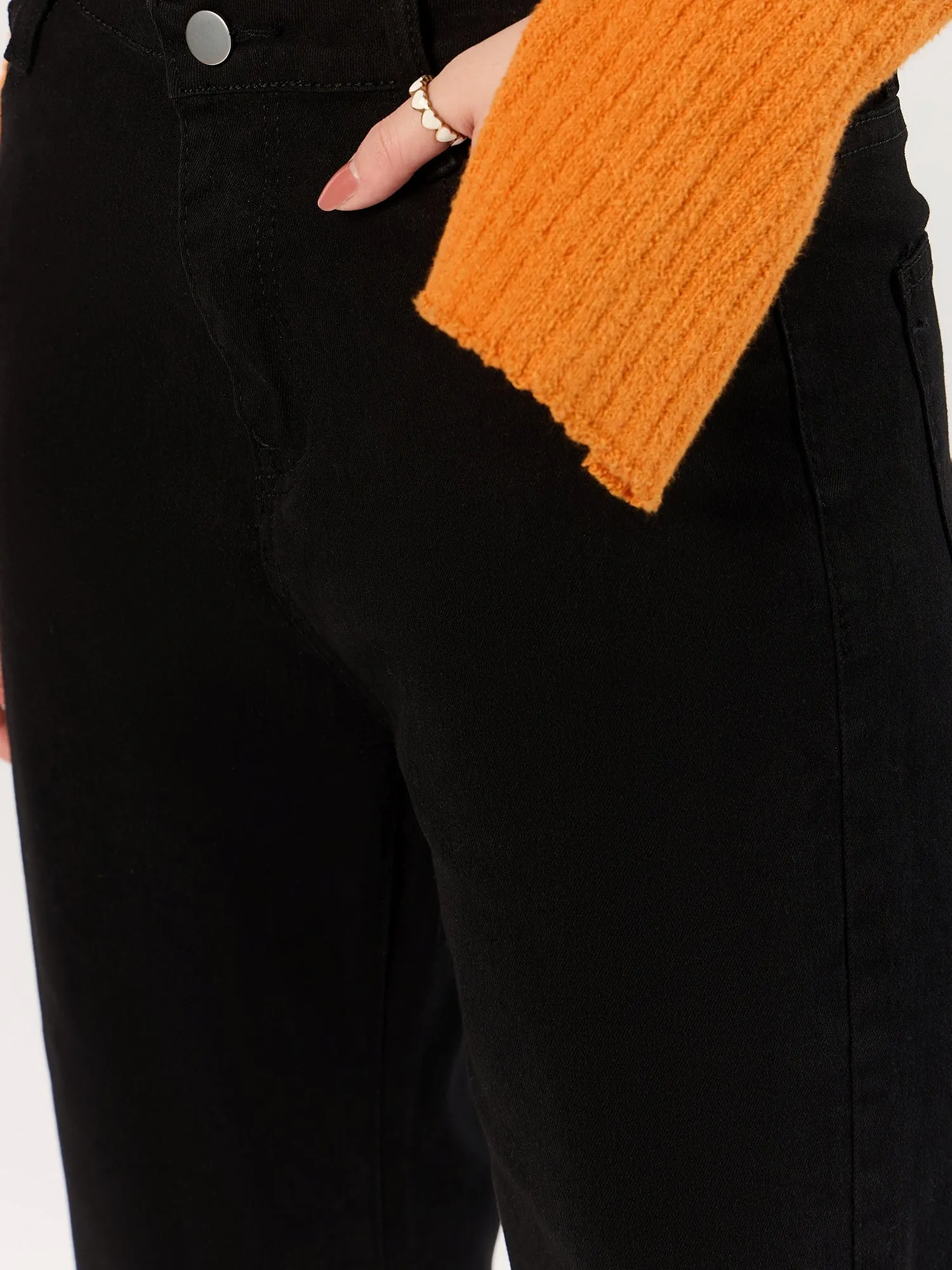 Black Jeans with Cut-Out Details