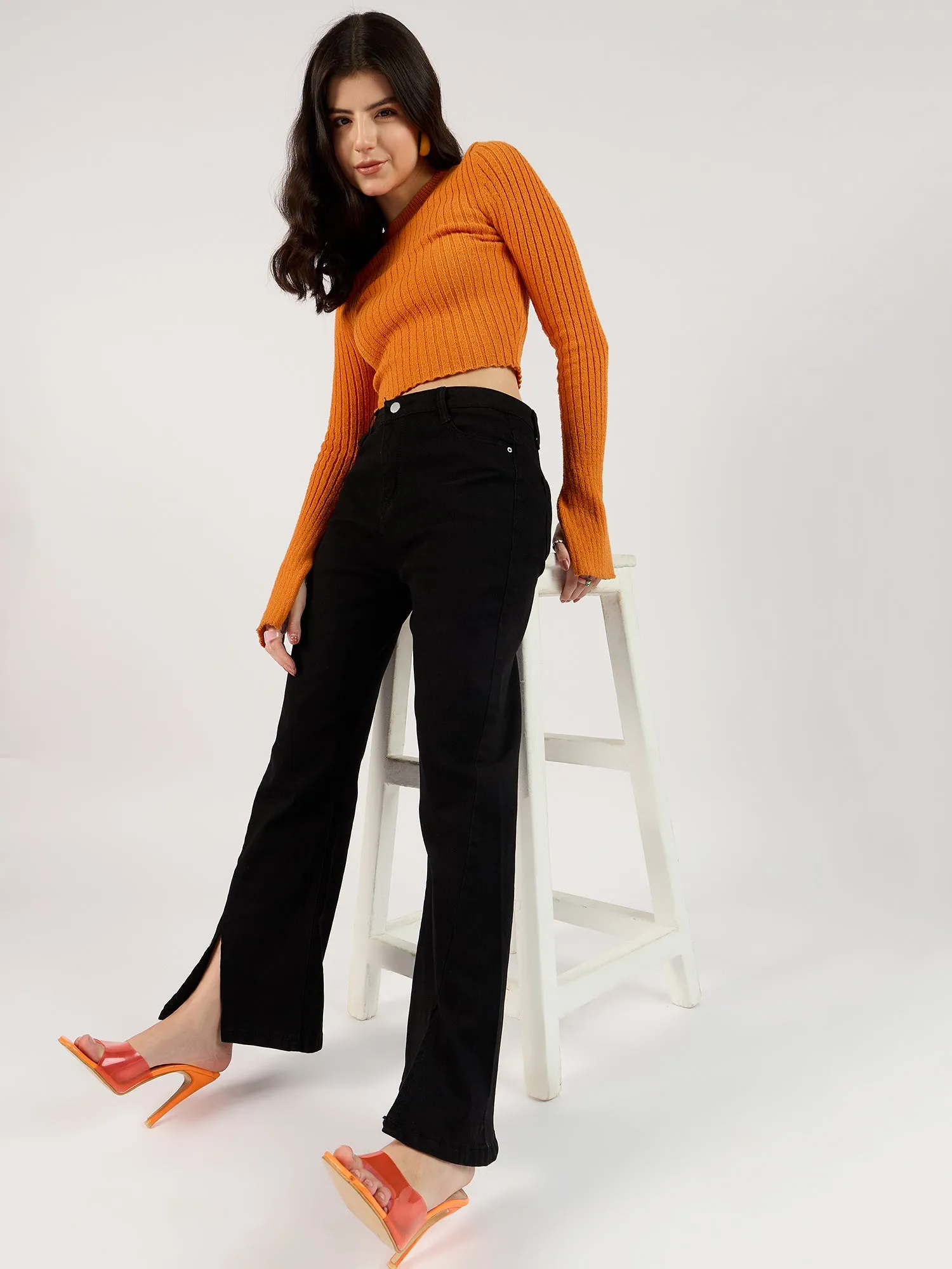 Black Jeans with Cut-Out Details