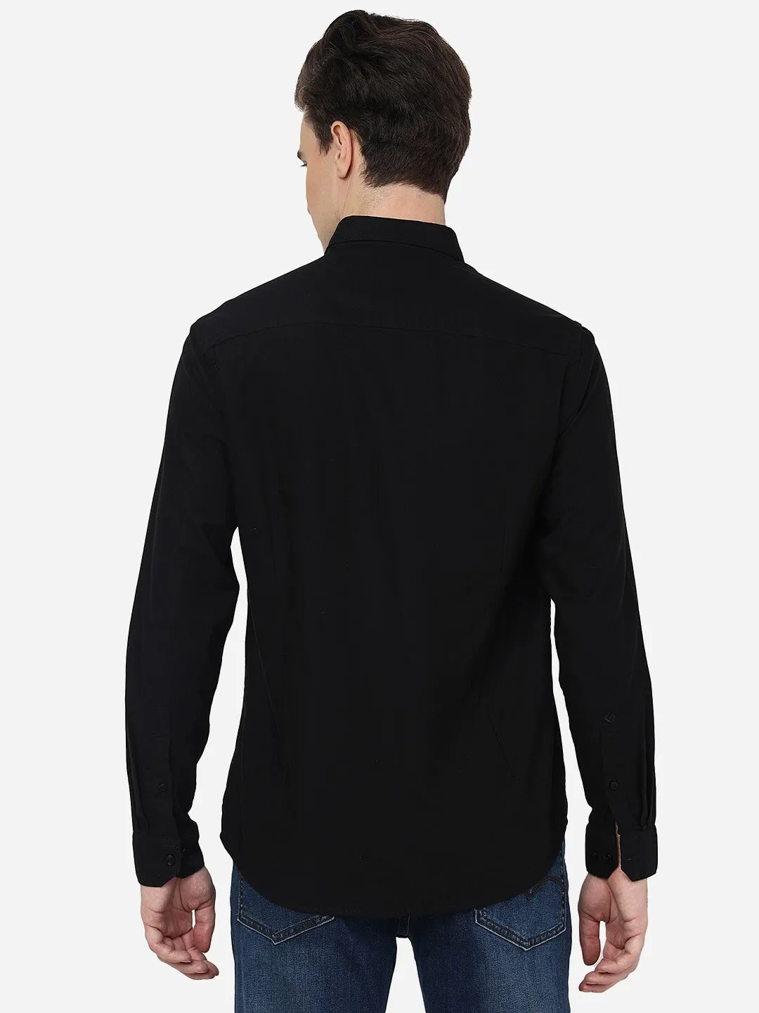 Black Solid Smart Fit Semi Casual Shirt | Greenfibre