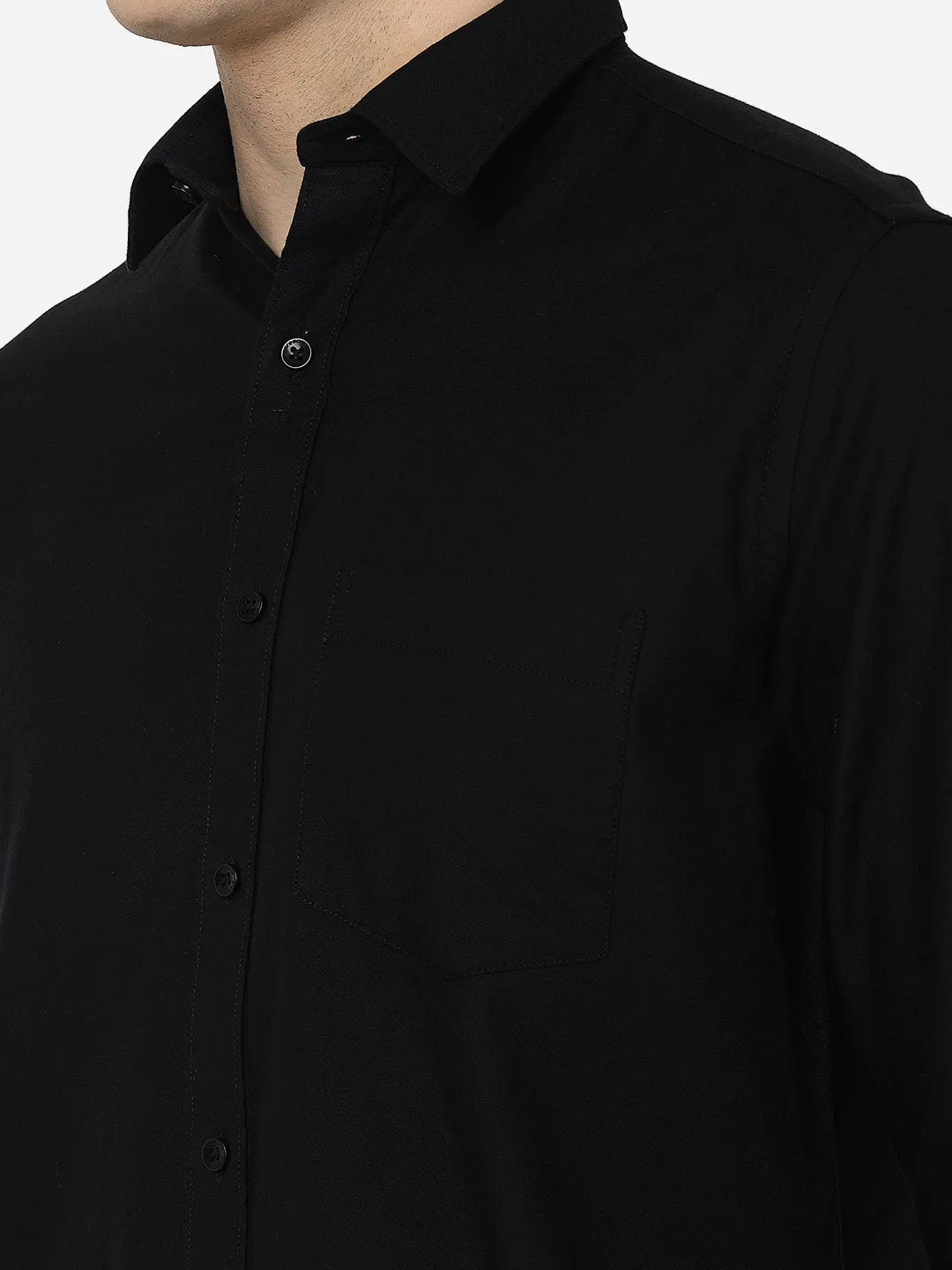 Black Solid Smart Fit Semi Casual Shirt | Greenfibre