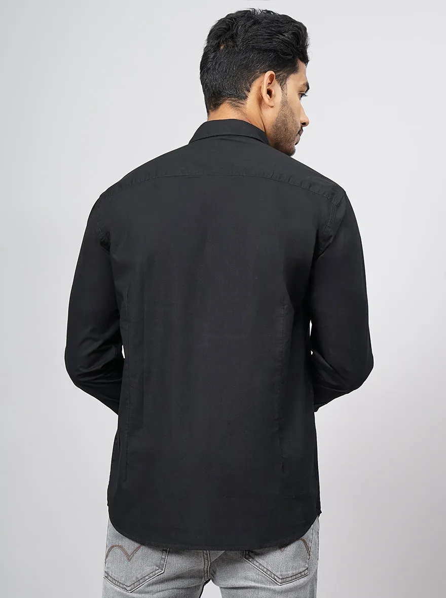Black Solid Smart Fit Semi Casual Shirt | Greenfibre