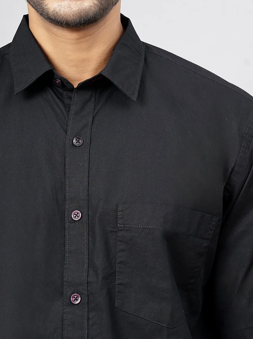 Black Solid Smart Fit Semi Casual Shirt | Greenfibre